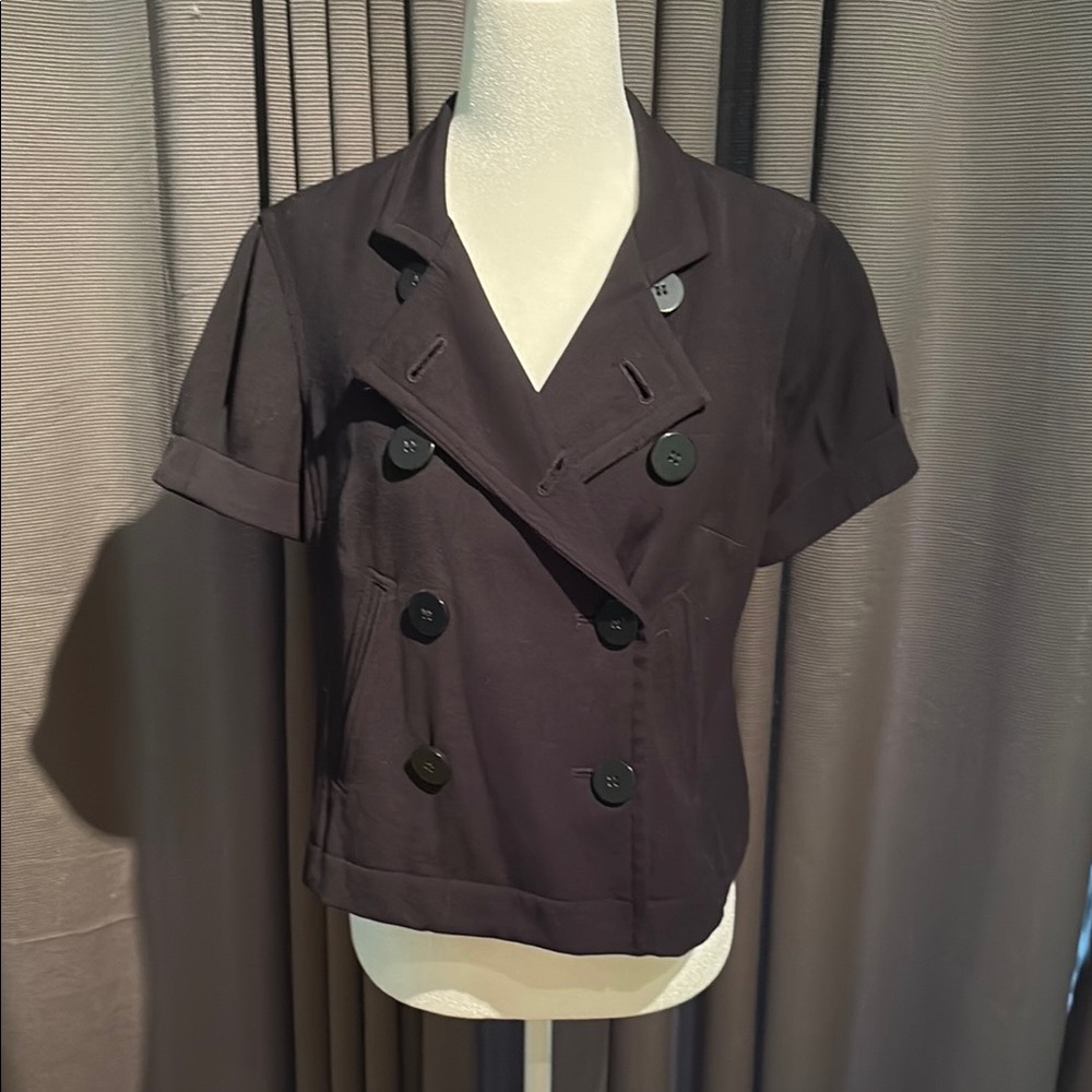 INC International Concepts Black Double-Breasted short sleeved Blazer